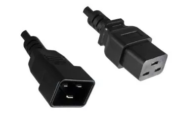Power cable C19 to C20 LSZH, 1,5mm², 16A, black, length 1,80m