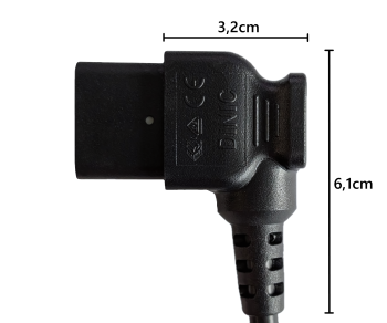 Câble secteur CEE 7/7 sur C19 90°, 1mm², VDE, noir, longueur 1,80m