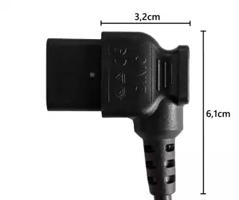 Netzkabel CEE 7/7 auf C19 90°, 1mm², VDE, schwarz, Länge 1,80m