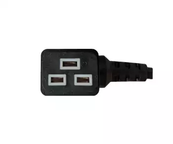 Netzkabel CEE 7/7 auf C19 90°, 1mm², VDE, schwarz, Länge 1,80m
