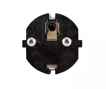 Netzkabel CEE 7/7 auf C19 90°, 1mm², VDE, schwarz, Länge 1,80m