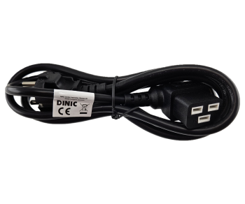 Câble secteur CEE 7/7 sur C19 90°, 1mm², VDE, noir, longueur 1,80m