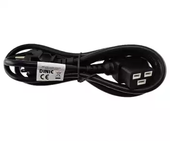 Netzkabel CEE 7/7 auf C19 90°, 1mm², VDE, schwarz, Länge 1,80m