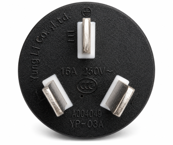 Netsnoer China type I (16A) naar C19, 1,5mm², goedkeuring: CCC, zwart, lengte 1,80m