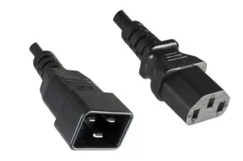 Cold appliance cable C13 to C20, 1mm², extension, VDE, black, length 0,50m