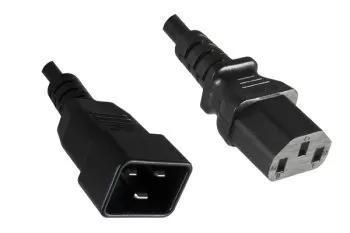 Cold appliance cable C13 to C20, 1mm², extension, VDE, black, length 1,80m
