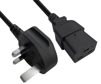 Мрежов кабел Англия UK тип G 13A към C19, 1,5 mm², одобрение: ASTA /SASO /HK , черен, дължина 1,80 m