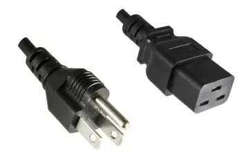 Power Cable America USA NEMA 5-15P, Type B to C19, AWG16, SJT, Approvals: UL/CSA, black, length 1.80m