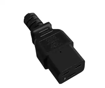 Netzkabel CEE 7/7 90° auf C19, 1,5mm², VDE, schwarz, Länge 3,00m