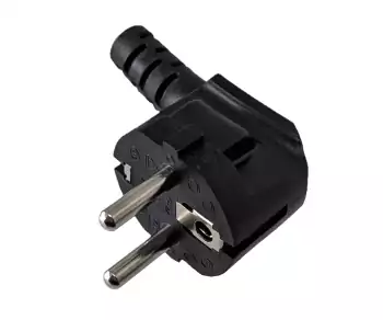 Netzkabel CEE 7/7 90° auf C19, 1,5mm², VDE, schwarz, Länge 3,00m