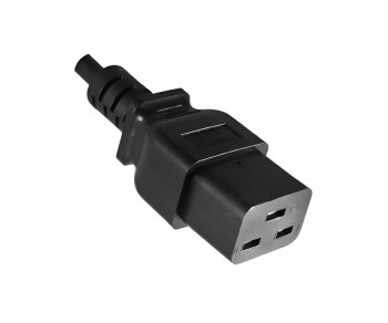 Cable de red CEE 7/7 90° a C19, 1,5 mm², VDE, negro, longitud 5,00 m