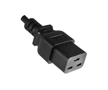 Netzkabel CEE 7/7 90° auf C19, 1,5mm², VDE, schwarz, Länge 5,00m