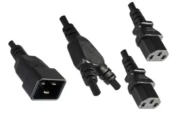 Kabel zimnego urządzenia Y 2x C13 do C20, 1,5 mm², przedłużacz, VDE, czarny, długość 2,00 m