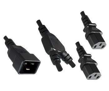 Y-cold appliance cable 2x C13 to C20, 1.5mm², extension, VDE, black, length 2.00m