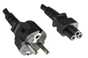 Power cord Europe CEE 7/7 to C5, 0,75mm², VDE, black, length 3,00m