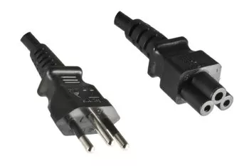 Netzkabel Brasilien Typ N auf C5, 0,75mm², INMETRO, schwarz, Länge 1,80m