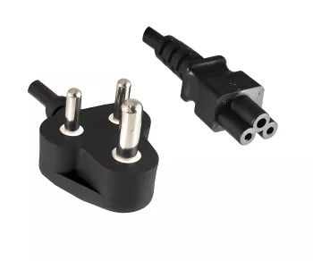 Mains cable India type D to C5, 0.75mm², 2.5A, approval: BIS, black, length 1.80m