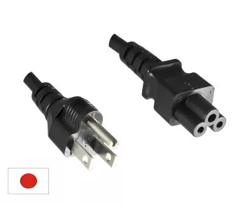 Mains cable Japan type B to C5, 0.75mm², approvals: JET/PSE, VCTF, black, length 1.80m
