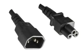 Cold appliance cable C14 to C5, 0,75mm², extension, VDE, black, length 1,80m