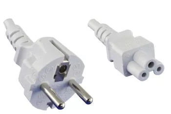 Power Cable Schuko CEE 7/7 to C5 Straight, 1.80m - White