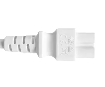 Cabo de rede eléctrica Europa CEE 7/7 a C5, 0,75mm², VDE, branco, comprimento 1,80m