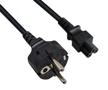 Cablu de rețea Europa CEE 7/7 până la C5, 0,75mm², VDE, negru, lungime 1,80m