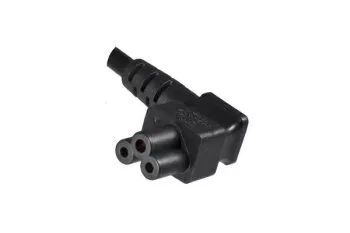 Power cord Europe CEE 7/7 90° to C5 angled, 0,75mm², VDE, black, length 1,80m