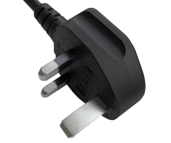 Netzkabel England UK Typ G 5A auf C5 90°, 0,75mm², Zulassung: ASTA, schwarz, Länge 3,00m