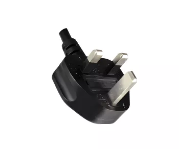 Netzkabel England UK Typ G 5A auf C5 90°, 0,75mm², Zulassung: ASTA, schwarz, Länge 1,80m