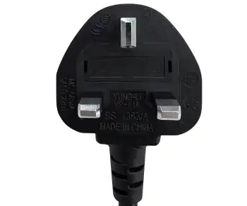 Mains cable England UK type G 5A to C5 90°, 0.75mm², approval: ASTA, black, length 5.00m