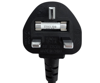 Netzkabel England UK Typ G 5A auf C5 90°, 0,75mm², Zulassung: ASTA, schwarz, Länge 3,00m