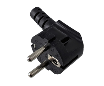 Power cord Europe CEE 7/7 90° to C5 angled, 0,75mm², VDE, black, length 1,80m
