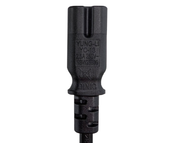 Virtajohto Euro-pistoke tyyppi C-C7, 0,75mm², VDE, musta, pituus 0,50m.