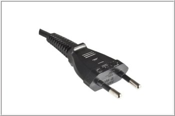 Power cord Euro plug type C to C7 90° (left, right), 0,75mm², VDE, black, length 1,50m