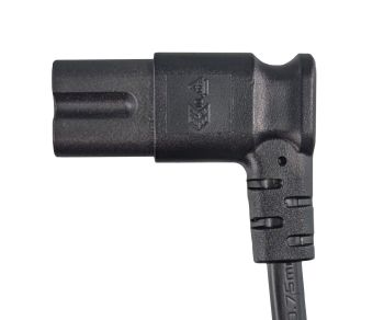 Câble secteur prise européenne type C sur C7, 0,75mm², prise européenne/IEC 60320-C7, VDE, noir, DINIC Box avec trou européen, longueur 3,00m