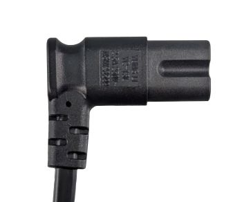 Câble secteur prise européenne type C sur C7, 0,75mm², prise européenne/IEC 60320-C7, VDE, noir, DINIC Box avec trou européen, longueur 3,00m