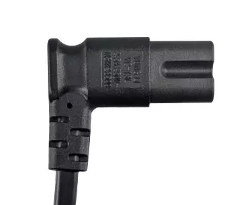Úhlový síťový kabel typ C-C7, 0,75 mm², Euro zástrčka/IEC 60320-C7, VDE, černý, krabice DINIC, délka 2,00 m