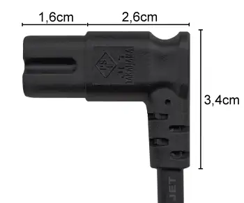 Câble secteur prise européenne type C sur C7 90° (gauche, droite), 0,75mm², VDE, noir, longueur 2,00m