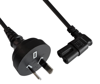 Cabo de alimentação Austrália tipo I a C7 90°, 0,75 mm², SAA, preto, comprimento 1,80 m