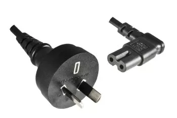 Power cable Australia type I to C7 90°, 0.75mm², SAA, black, length 1.80m