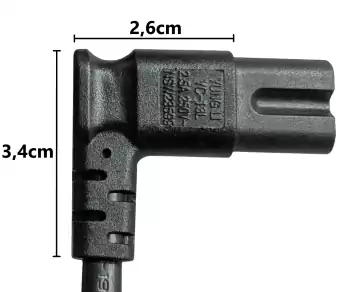 Maitinimo kabelis Australija, I tipo, į C7 90°, 0,75 mm², SAA, juodas, 1,80 m ilgio