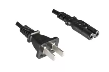 Napájecí kabel Čína NEMA 1-15P, typ A až C7, 0,75 mm², schválení: CCC, černý, délka 1,80 m