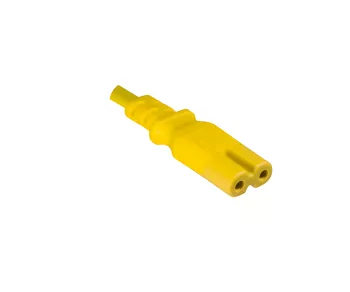 Power cable Euro plug type C to C7, 0.75mm², Euro plug/IEC 60320-C7, VDE, yellow, DINIC box with Euro hole, length 1.80m