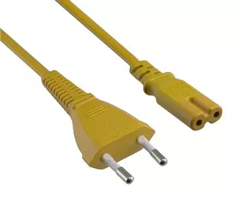 Napájecí kabel Euro zástrčka typ C až C7, 0,75 mm², VDE, žlutý, délka 1,80 m