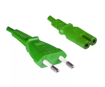 Napajalni kabel Euro vtič tipa C do C7, 0,75 mm², VDE, zelen, dolžina 1,80 m