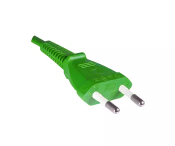 Strömkabel Euro-kontakt typ C till C7, 0,75 mm², VDE, grön, längd 1,80 m