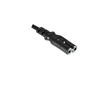 Netzkabel Indien Typ D auf C7, 0,75mm², 2,5A, Zulassung: BIS, schwarz, Länge 1,80m