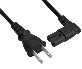 Omrežni kabel Japonska tip A do C7 90° (levo, desno), VCTFK, homologacija: PSE, JET, črn, dolžina 1,80 m