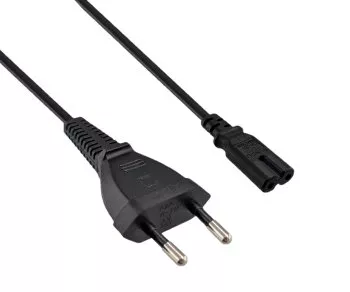Napájecí kabel Euro zástrčka typ C na C7, 0,75 mm², Euro zástrčka/IEC 60320-C7, VDE, černý, délka 1,80 m, krabice DINIC