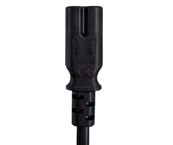 Netzkabel Eurostecker Typ C auf C7, 0,75mm², Eurostecker/IEC 60320-C7, VDE, schwarz, DINIC Box mit Euroloch, Länge 0.50m